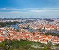 View of Charles Bridge over Vltava river and Old city from Petri Royalty Free Stock Photo