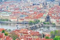 View of Charles Bridge over Vltava river and Old city from Petri Royalty Free Stock Photo