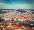 View of Charles Bridge over Vltava river and Old city from Petri Royalty Free Stock Photo