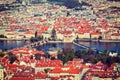 View of Charles Bridge over Vltava river and Old city from Petri Royalty Free Stock Photo