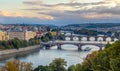 View on Charles bridge over Vltava river in Prague,capital city Royalty Free Stock Photo