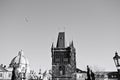 View of the Charles Bridge Tower and the statues on the Charles Bridge Prague, Czech Republic