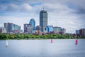 View of the Charles River and Back Bay from the Longfellow Bridge, in Boston, Massachusetts. Royalty Free Stock Photo