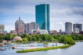 View of the Charles River and Back Bay from the Longfellow Bridge, in Boston, Massachusetts. Royalty Free Stock Photo