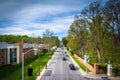 View of Charles Street at Loyola University Maryland, in Baltimore, Maryland.