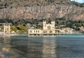 View of Charleston, the Mondello beach establishment on the sea in Palermo, Sicily. Royalty Free Stock Photo