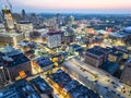 View of Charlotte, Georgia city skyline, featuring buildings, roads, and parks