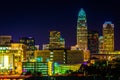 View of the Charlotte skyline at night, North Carolina.