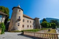 View of the Chateau de Montmaur, Hautes-Alpes, France, built in the 14th century by the barons of Montmaur Royalty Free Stock Photo