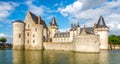 View at the chateau Sully sur Loire across moat