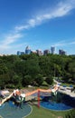 View of Chavis Park in Raleigh, with the city skyline in the distance Royalty Free Stock Photo