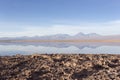 A view of Chaxa saltflat at sunset Royalty Free Stock Photo