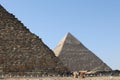 view of chefren pyramid the second largest of the ancient egyptian pyramids of Giza Royalty Free Stock Photo