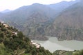 View of chenab river flowing down the valley