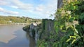 The view from Chepstow Castle showing the surrounding river