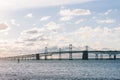 View of the Chesapeake Bay Bridge from Sandy Point State Park, in Annapolis, Maryland Royalty Free Stock Photo