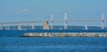 View of Chesapeake Bay Bridge from Sandy Point State Park in Annapolis, Maryland Royalty Free Stock Photo