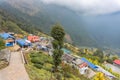 View of Chhomrong town, a little village in the middle of Annapurna Base Camp trek Royalty Free Stock Photo