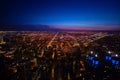 View of Chicago city suburb at night from above Royalty Free Stock Photo