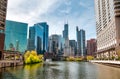 View of Chicago cityscape from Chicago River, United States Royalty Free Stock Photo