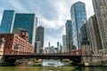 View of Chicago cityscape from Chicago River, United States Royalty Free Stock Photo