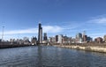 View of Chicago cityscape from Chicago River Illinois. Royalty Free Stock Photo