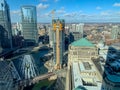 View of Chicago River with reflective light coming through the buildings and casting patterns on the water on a winter morning Royalty Free Stock Photo