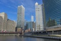 View of The Chicago River and skyscrapers in downtown Chicago,Illinois, USA Royalty Free Stock Photo