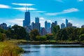 Chicago Skyline viewed from South Pond in Lincoln Park Royalty Free Stock Photo