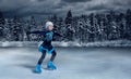 Figure skater on winter lake  background Royalty Free Stock Photo