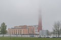 View of the chimney of the thermal power plant
