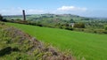 View from the Great Flat Lode over the mines to Carn Brea, Cornwall UK