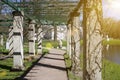 View of the Chinese palace, 18th century, through gallery. Oranienbaum Lomonosov. Russia. Petersburg Royalty Free Stock Photo