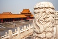 A view on Chinese white marble ornaments and artistic details knowns as dragon finial