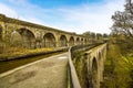 A view of the Chirk Aqueduct and railway viaduct at Chirk, Wales. Royalty Free Stock Photo