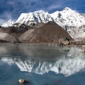 View of Cho Oyu mirroring in lake Royalty Free Stock Photo