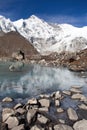 View of Cho Oyu mirroring in lake Royalty Free Stock Photo