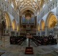 View of the Choir and the church organ inside the historic cathedral of Wells Royalty Free Stock Photo