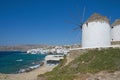 Chora village Windmills - Mykonos Cyclades island - Aegean sea - Greece Royalty Free Stock Photo