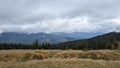 The view on the Chornohirsky ridge, from Kostrychi ridge, the Carpathian mountains, Ukraine, nature in spring.