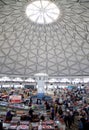 View of Chorsu market from the inside from the second floor. Tashkent Uzbekistan. Meat trade in the bazaar . vertically. 29 Apr