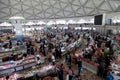 View of Chorsu market from the inside from the second floor. Tashkent Uzbekistan. Trade in meat on the market . 29 Apr 2019