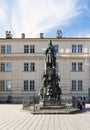 View of the Chrales bridge Museum and the statue of Charles IV a