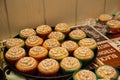 View of Christmas muffins decorated