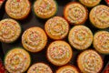 View of Christmas muffins decorated