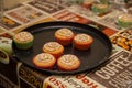 View of Christmas muffins decorated