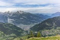 View of Chur, the town of the Alps in Switzerland, nested at the bottom of the valley Royalty Free Stock Photo