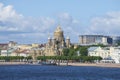 View of the Church of the assumption of the blessed virgin Mary on quay of Lieutenant Schmidt. St. Petersburg Royalty Free Stock Photo
