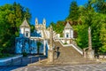 View of the church of Bom Jesus do Monte in Braga famous for sculpture decorated staircase leading to it, Portugal