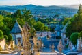 View of the church of Bom Jesus do Monte in Braga famous for sculpture decorated staircase leading to it, Portugal